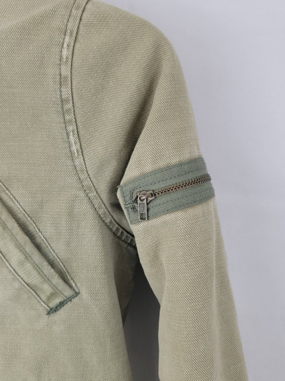 ABERCROMBIE & FITCH Womens Jacket M Cropped GREEN Utility Bomber Quilted VTG Y2K - Picture 3 of 15